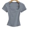 Slim Fit Square Neck Crop Top For Womens Stretch Summer Tee 2