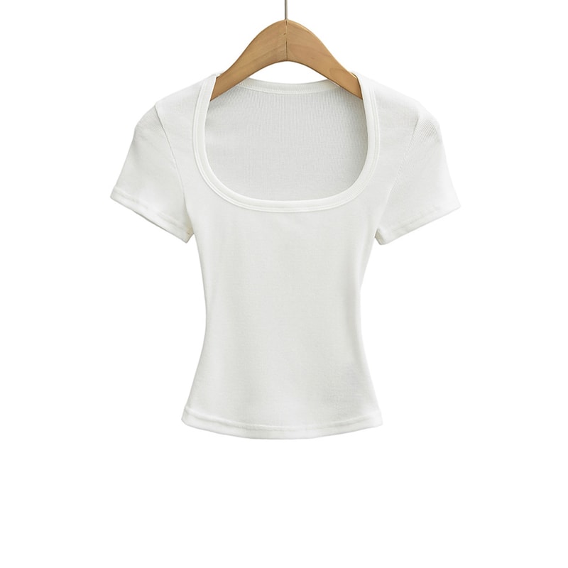 Slim Fit Square Neck Crop Top For Womens Stretch Summer Tee 3
