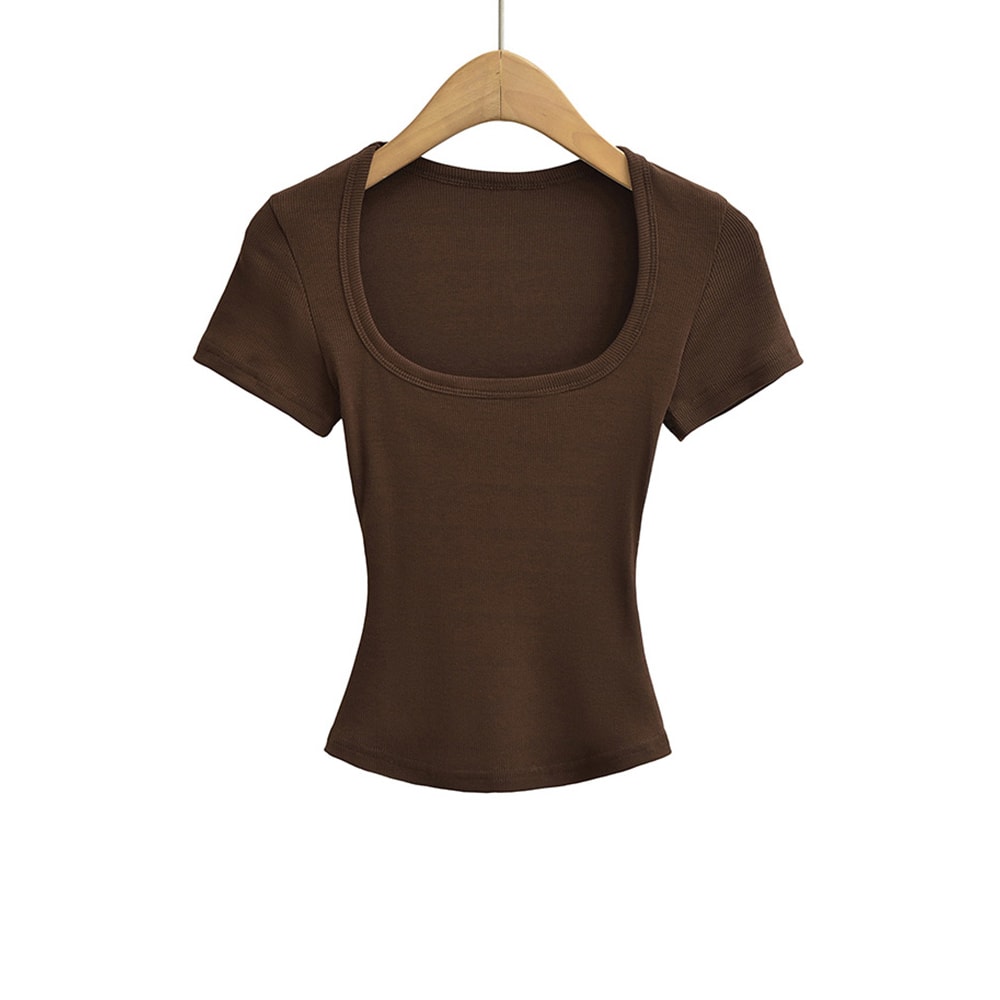 Slim Fit Square Neck Crop Top For Womens Stretch Summer Tee 4