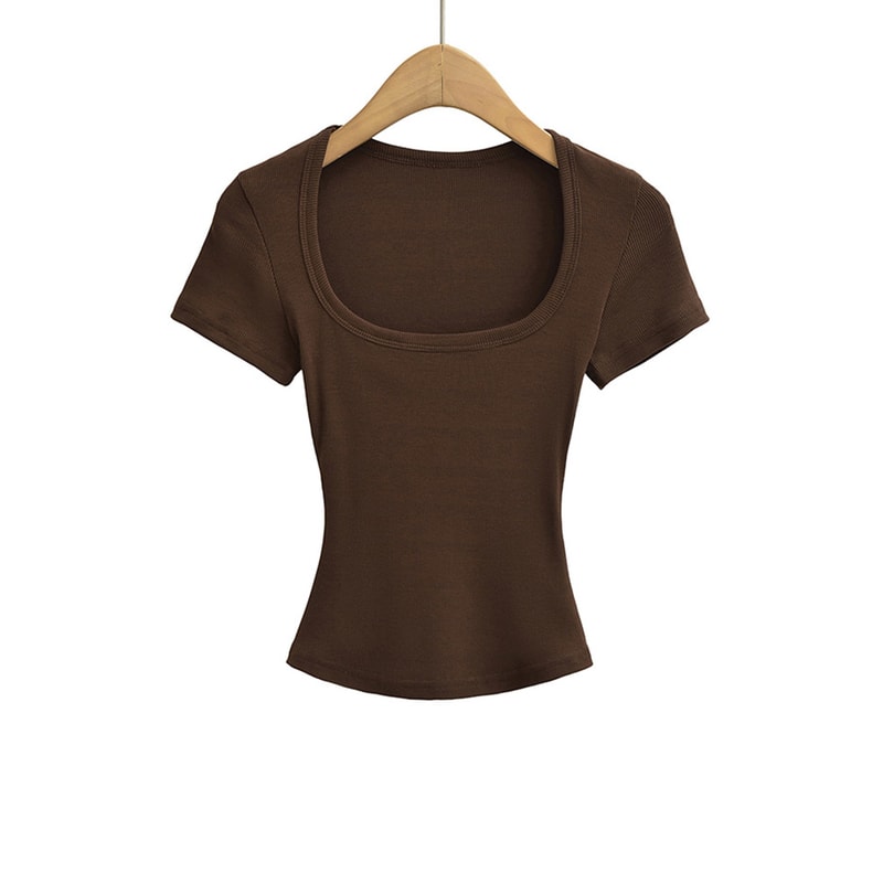 Slim Fit Square Neck Crop Top For Womens Stretch Summer Tee 4