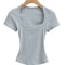 Slim Fit Square Neck Crop Top For Womens Stretch Summer Tee 6