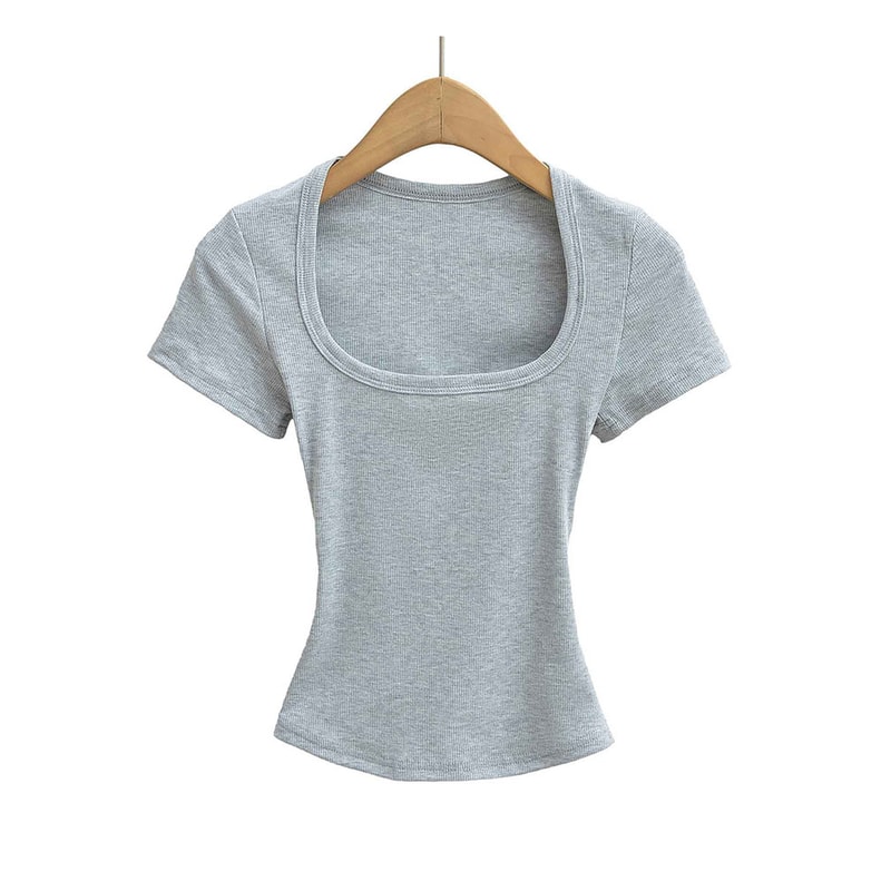 Slim Fit Square Neck Crop Top For Womens Stretch Summer Tee 6