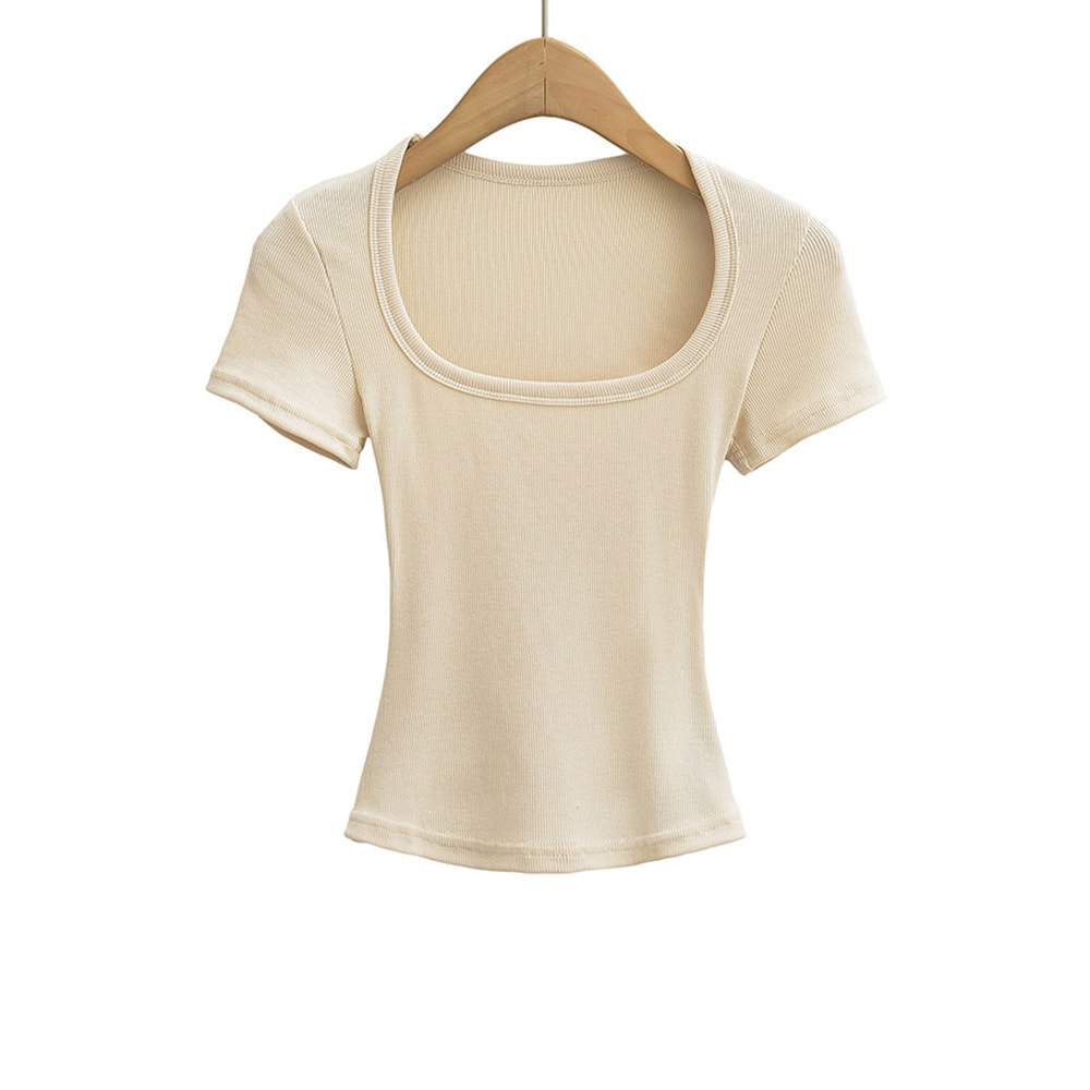 Slim Fit Square Neck Crop Top For Womens Stretch Summer Tee 5
