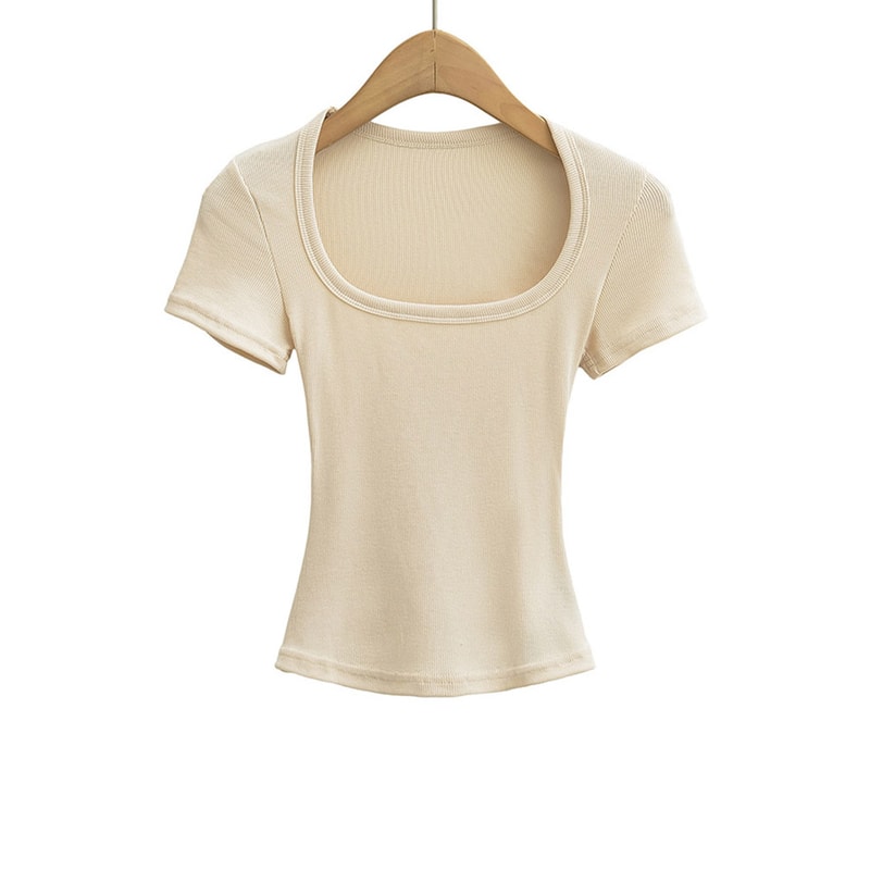 Slim Fit Square Neck Crop Top For Womens Stretch Summer Tee 5
