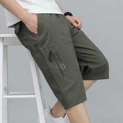 men's cargo shorts cotton summer hiking shorts elastic waist athletic shorts
