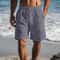 Mens Cotton Linen Shorts Lightweight Breathable Summer Beach Shorts Elastic Waist 3