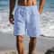 Mens Cotton Linen Shorts Lightweight Breathable Summer Beach Shorts Elastic Waist 1