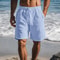 Mens Cotton Linen Shorts Lightweight Breathable Summer Beach Shorts Elastic Waist 1