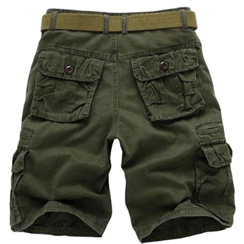 Mens Cotton Cargo Shorts Multi Pocket Knee Length Casual Streetwear Shorts 1