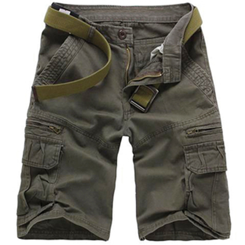 Mens Cotton Cargo Shorts Multi Pocket Knee Length Casual Streetwear Shorts 2