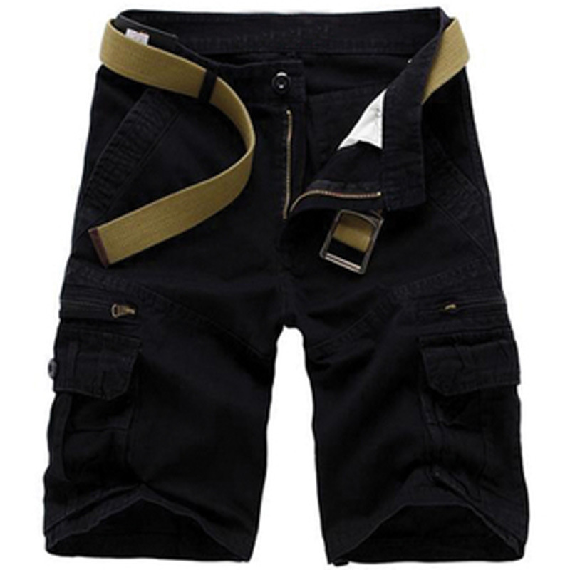 Mens Cotton Cargo Shorts Multi Pocket Knee Length Casual Streetwear Shorts 3