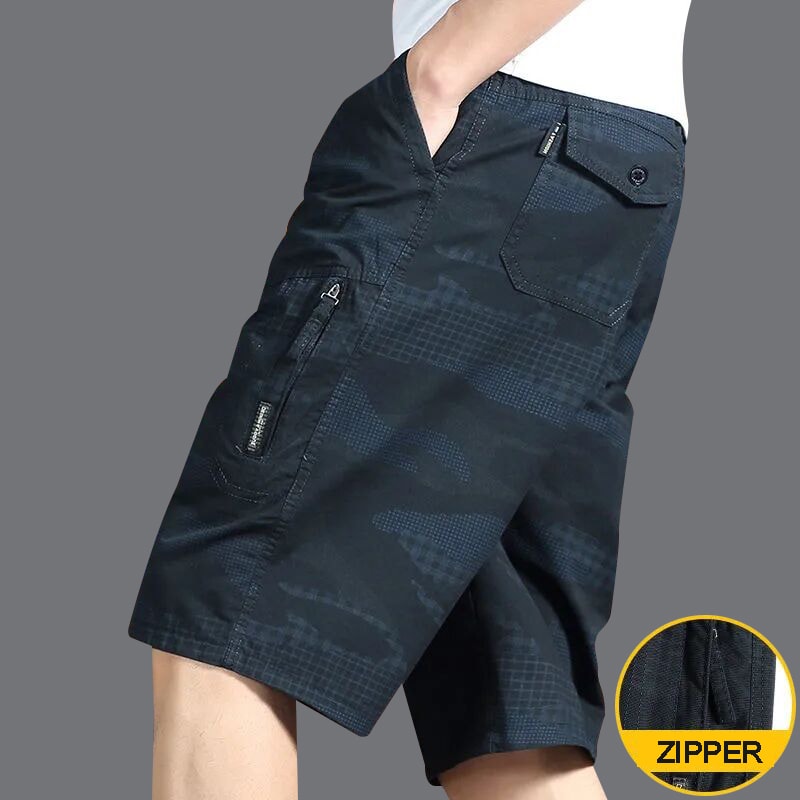 Mens Cotton Casual Shorts With Zipper Pockets For Beach Running And Daily Wear 1