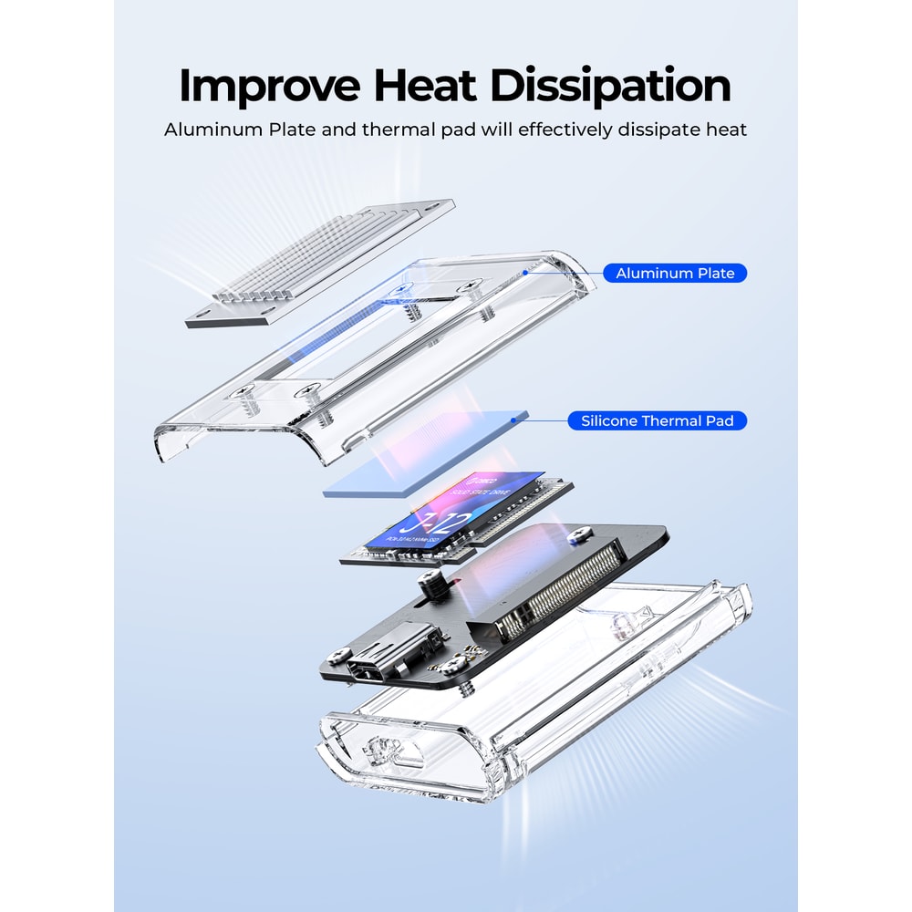 Transparent NVMe SSD Enclosure USB C 10Gbps External M2 SSD Case 2