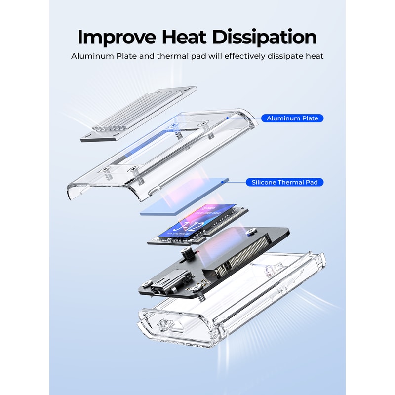Transparent NVMe SSD Enclosure USB C 10Gbps External M2 SSD Case 2
