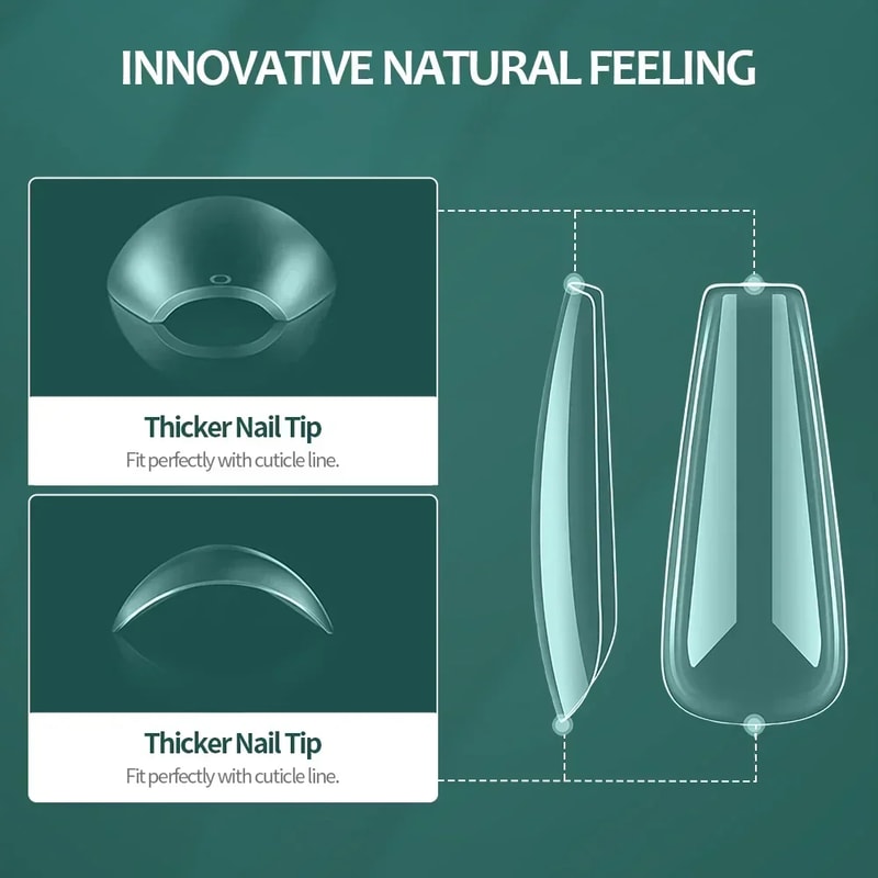 Soft Gel Nail Tips Full Cover Coffin Almond Oval Nail Extensions Kit 1