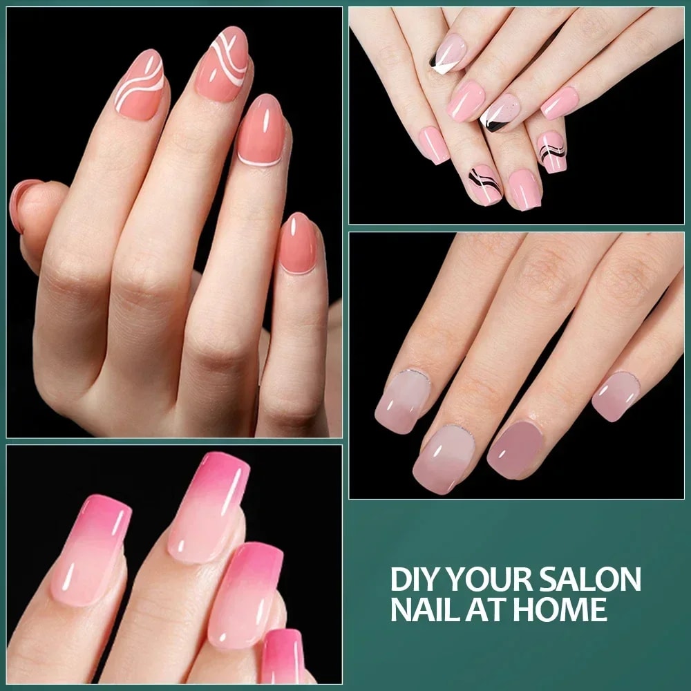 Soft Gel Nail Tips Full Cover Coffin Almond Oval Nail Extensions Kit 5