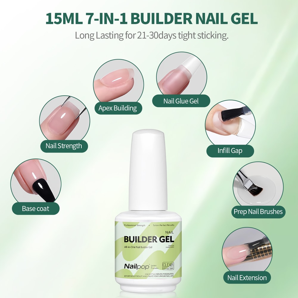 7in1 Builder Nail Gel With Brush For Strong Nail Extensions And Repair 2