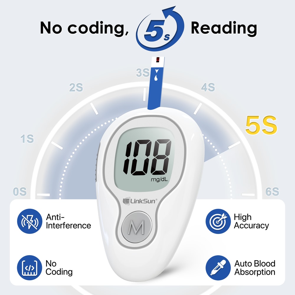 Smart Blood Glucose Monitor Kit With Test Strips And Lancets Easy Diabetes Testing System 2