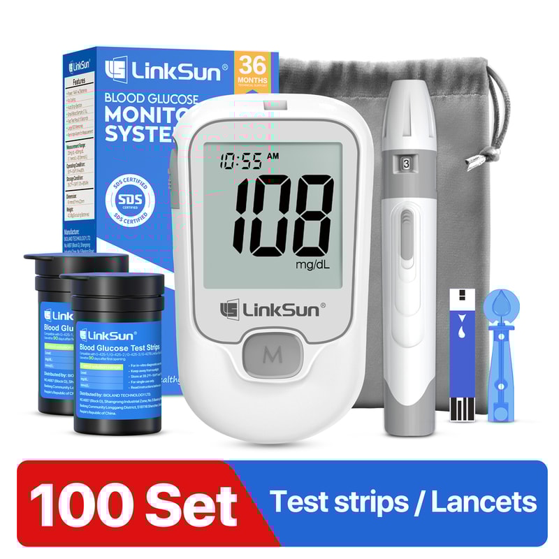 Smart Blood Glucose Monitor Kit With Test Strips And Lancets Easy Diabetes Testing System 7