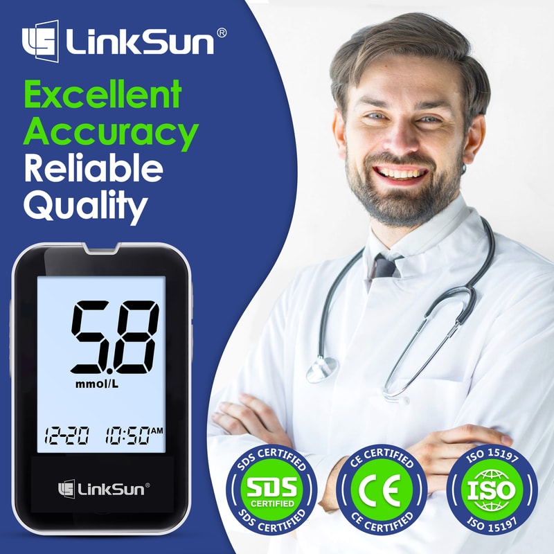 Accurate Blood Glucose Meter Kit With Large Display No Coding Diabetes Testing System 1