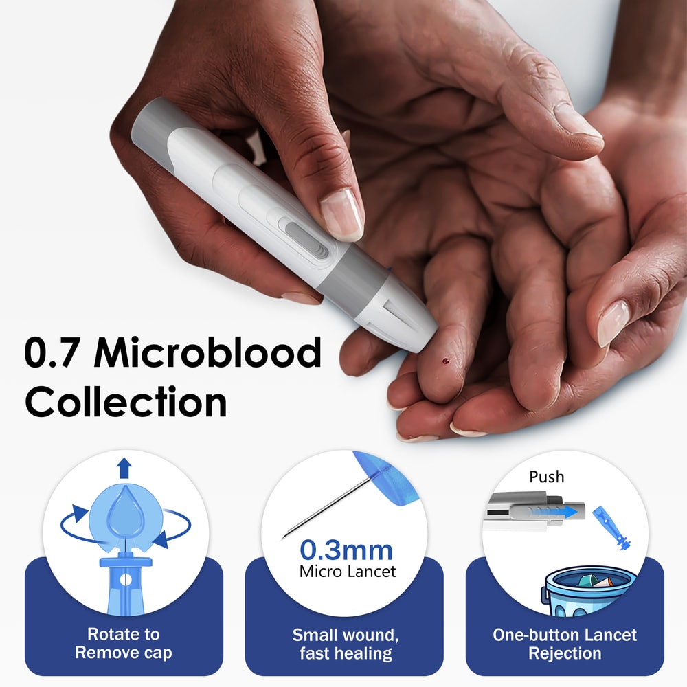 Accurate Blood Glucose Meter Kit With Large Display No Coding Diabetes Testing System 3