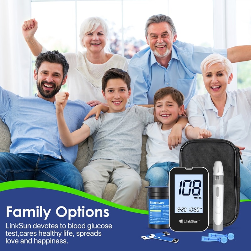 Accurate Blood Glucose Meter Kit With Large Display No Coding Diabetes Testing System 5