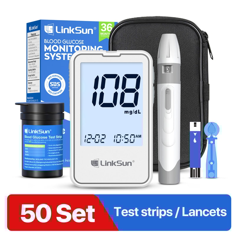 Accurate Blood Glucose Meter Kit With Large Display No Coding Diabetes Testing System 6