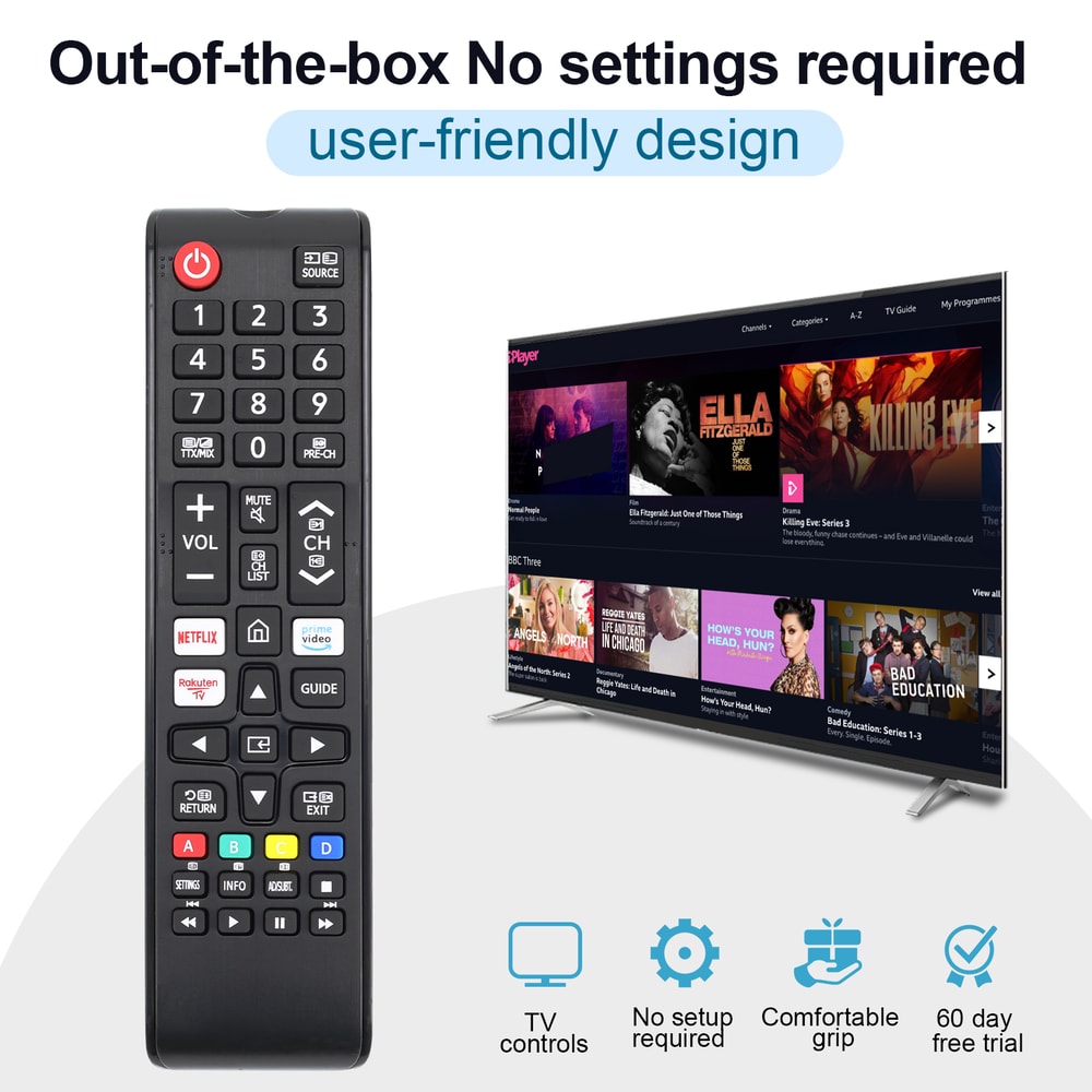 Universal Remote Control For Samsung Smart TV Replacement With Netflix Prime Hulu Buttons 1