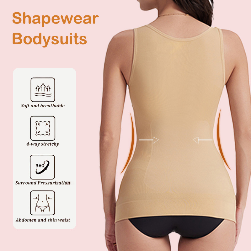 Tummy Control Shapewear Tank With Built In Bra Slimming Body Shaper Vest 1