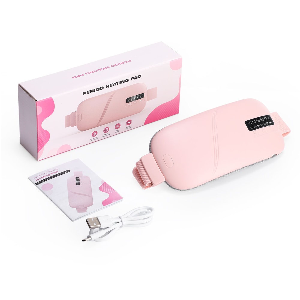 Heated Waist Massage Belt for Period Pain Relief with Vibration and Adjustable Temperature