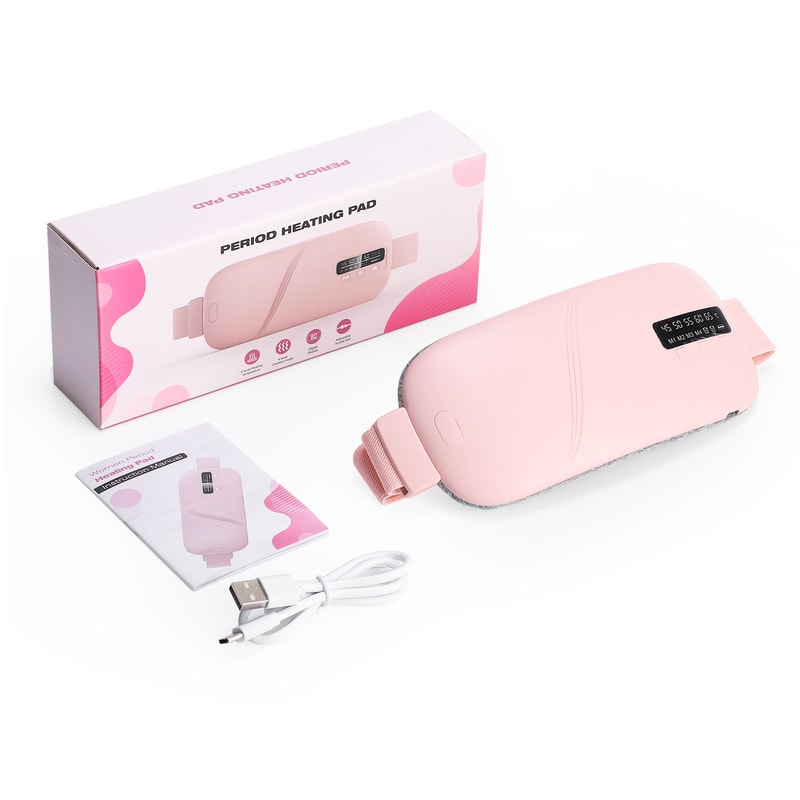 Heated Waist Massage Belt for Period Pain Relief with Vibration and Adjustable Temperature