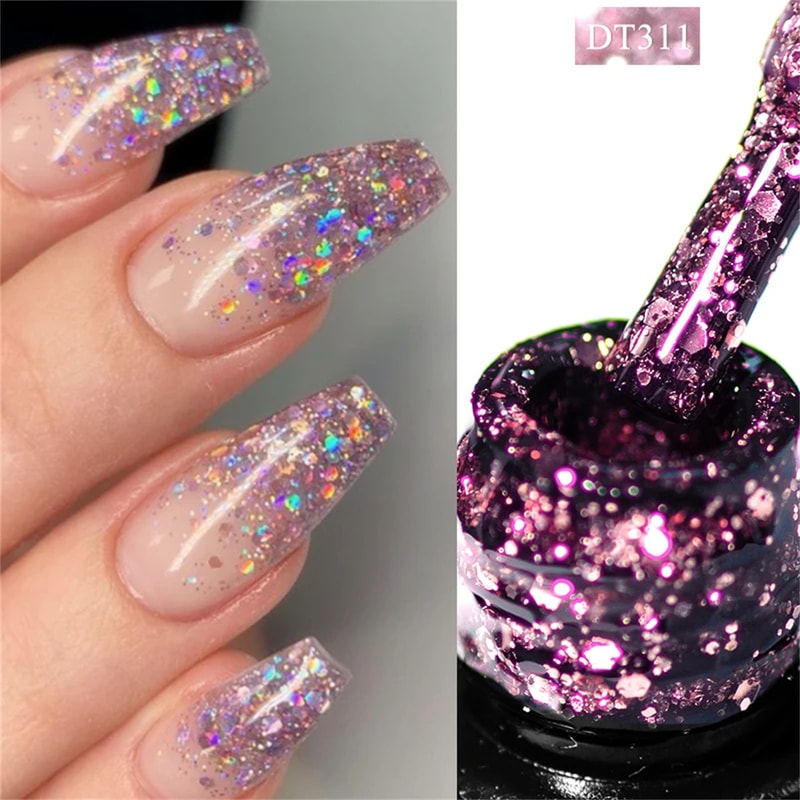 Sparkling Glitter Gel Nail Polish Long Lasting UV LED Soak Off Manicure