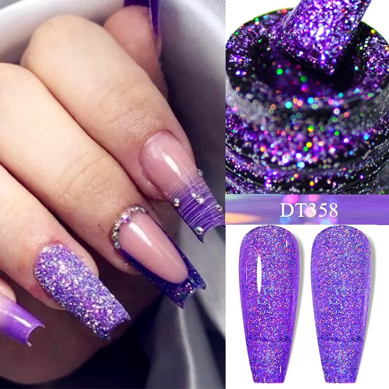 Sparkling Glitter Gel Nail Polish Long Lasting UV LED Soak Off Manicure