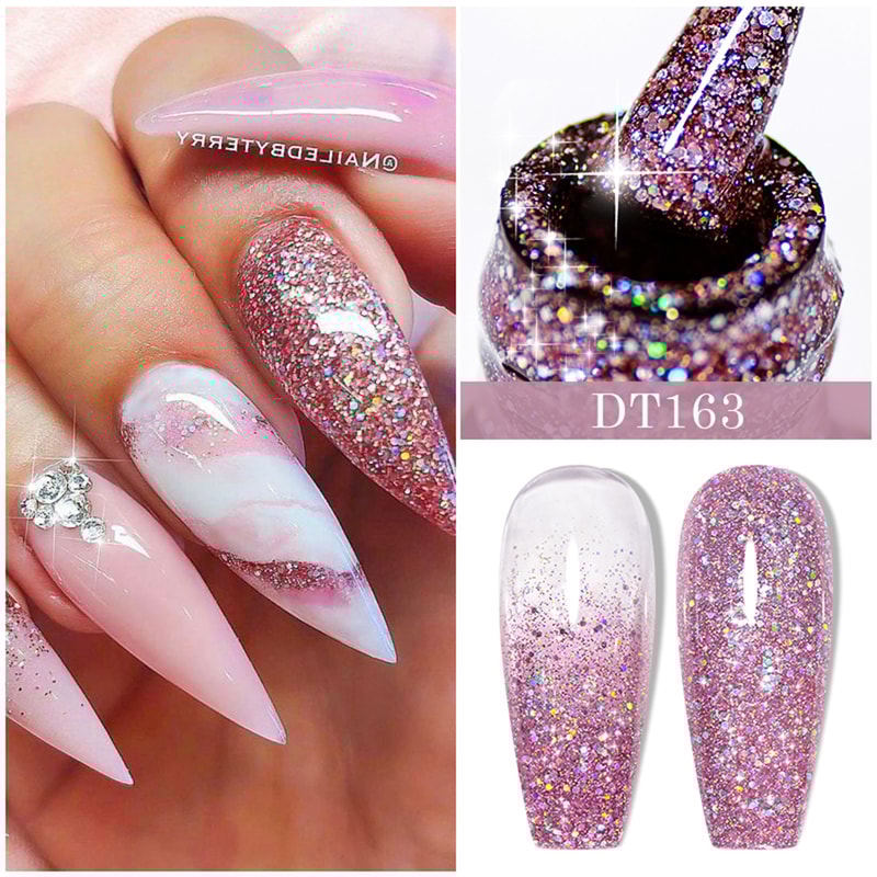 Sparkling Glitter Gel Nail Polish Long Lasting UV LED Soak Off Manicure