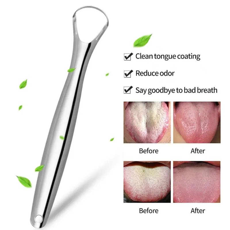 Stainless Steel Tongue Scraper Cleaner Reusable Oral Hygiene Tool Fresh Breath Care