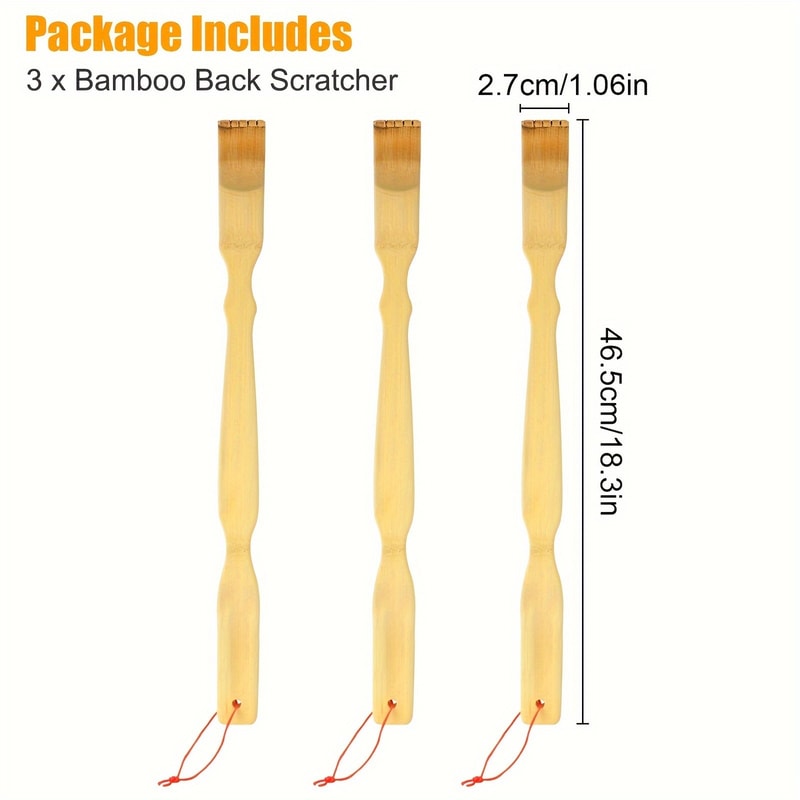 Bamboo Back Scratcher Set Long Handle Itch Relief Tool