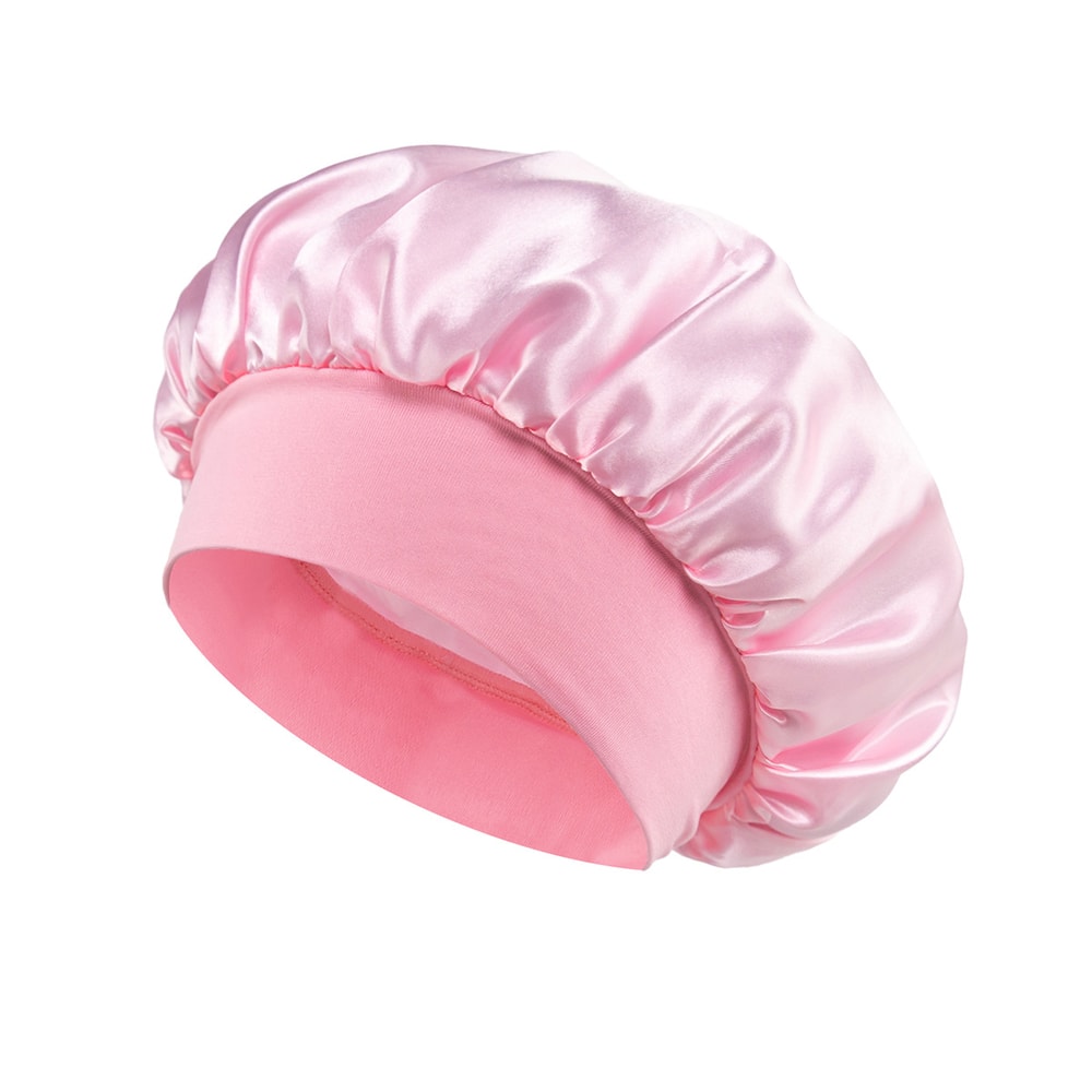 Silk Satin Hair Bonnet for Sleeping Soft Elastic Night Cap for Long Curly Hair Care