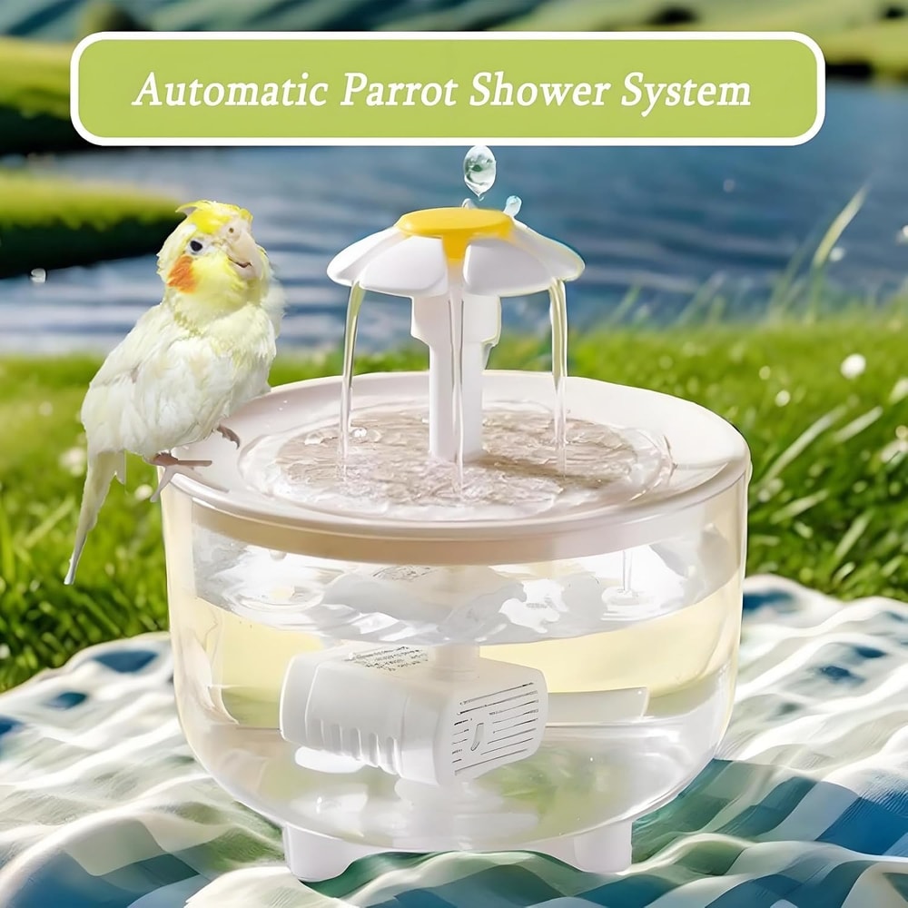 Automatic Bird Bath Fountain For Parrots Small Pets Cage Shower Tub With Filter Pump 1