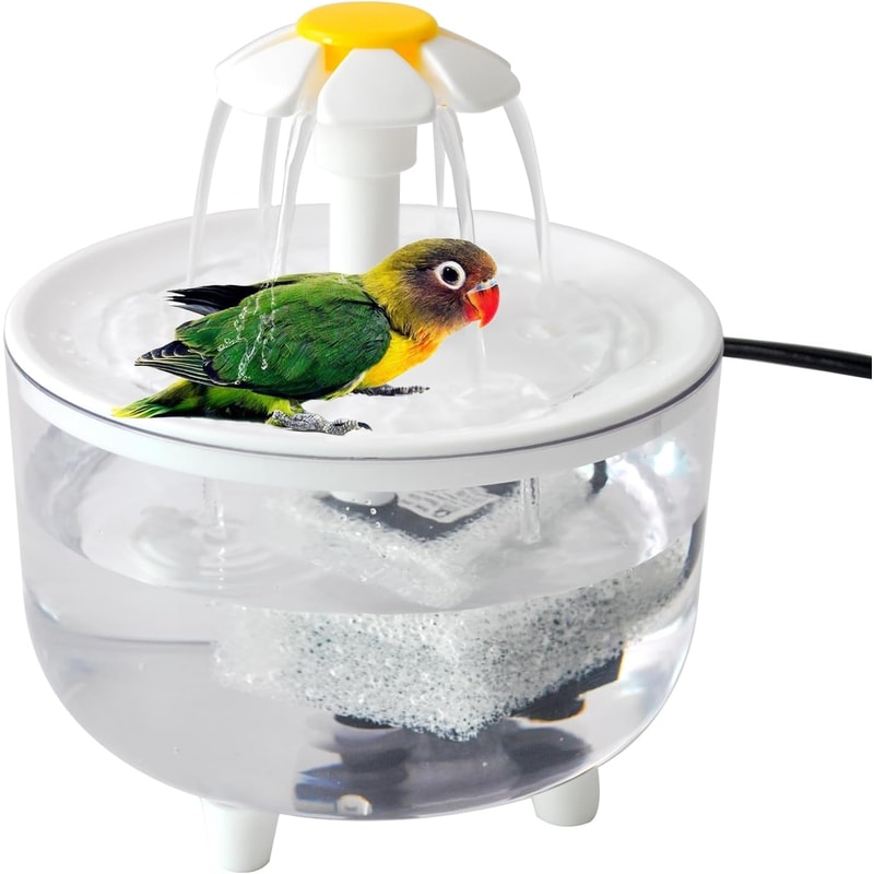 Automatic Bird Bath Fountain For Parrots Small Pets Cage Shower Tub With Filter Pump 6