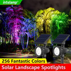 solar garden spotlights waterproof rgb landscape lights with remote control 8 modes