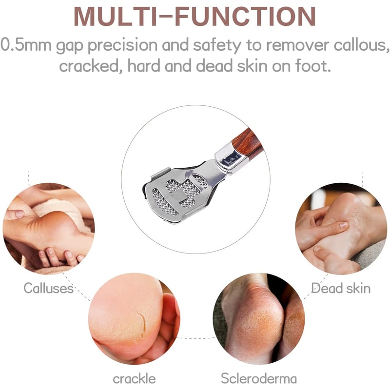 Professional Pedicure Callus Remover Set Stainless Steel Foot File with Replaceable Blades