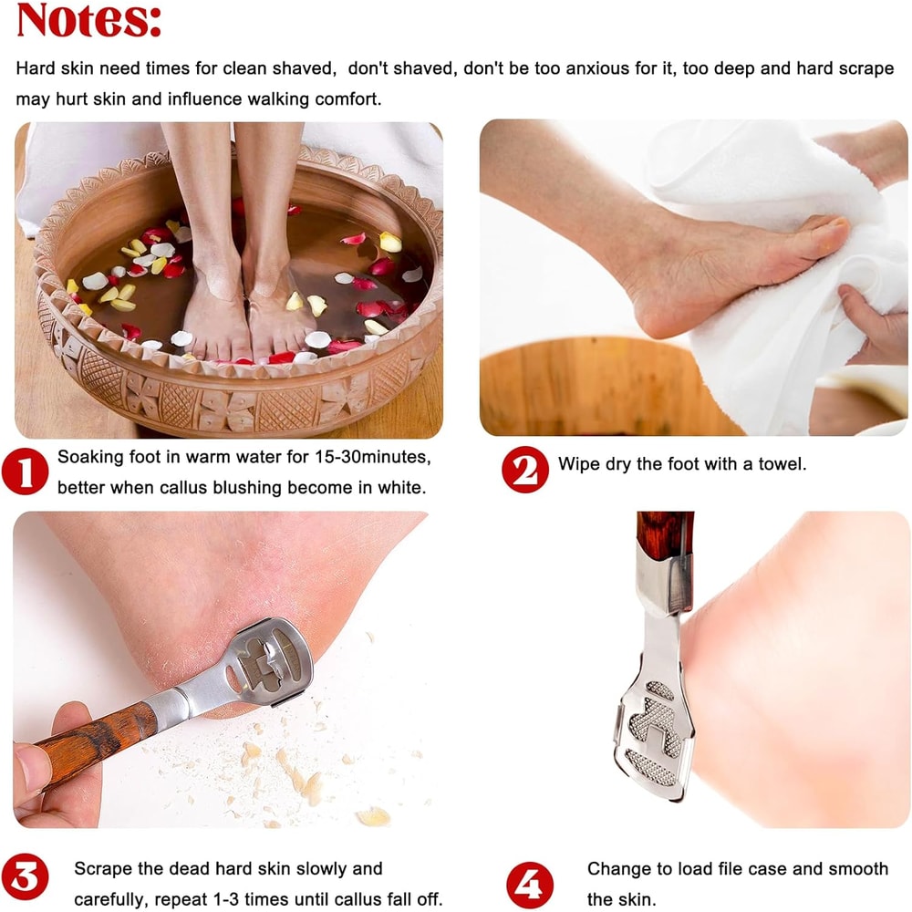 Professional Pedicure Callus Remover Set Stainless Steel Foot File with Replaceable Blades