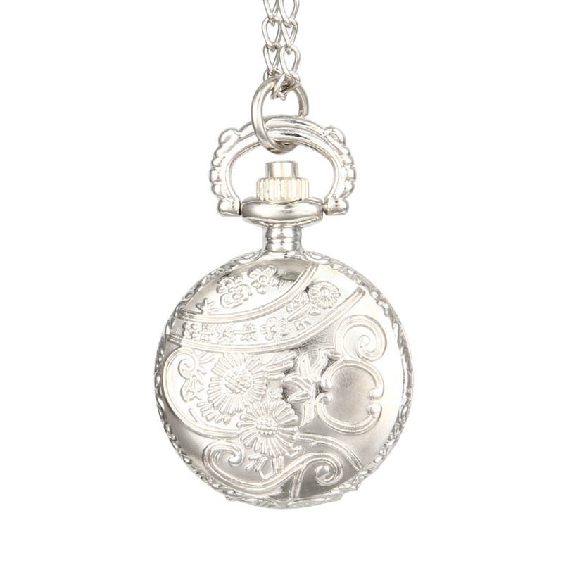 Vintage Pocket Watch Necklace Dual Time Roman Dial Pendant Gift for Men and Women