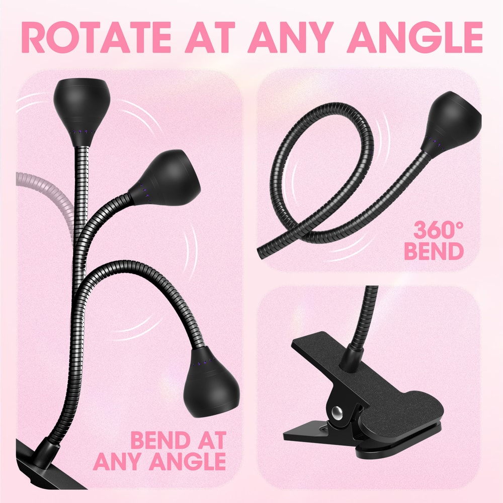 USB Clip On UV Nail Lamp for Gel Nails Flexible Mini Nail Dryer Light