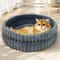 Calming Plush Cat Bed Washable Round Pet Bed with Anti Slip Base
