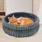 Calming Plush Cat Bed Washable Round Pet Bed with Anti Slip Base