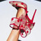 Red Mesh Polka Dot Heels Bow Stiletto Pumps For Women Party Shoes 1