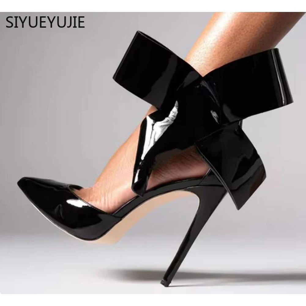 Red Mesh Polka Dot Heels Bow Stiletto Pumps For Women Party Shoes 11