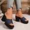 Soft Leather Platform Sandals Women Comfortable Heeled Slippers 1