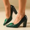 Elegant Womens Block Heel Pumps Pointed Toe Buckle Heels 0